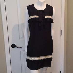 Jenny Han Dress Womens Size‎ M Black Cotton/Silk Beaded Sleeveless